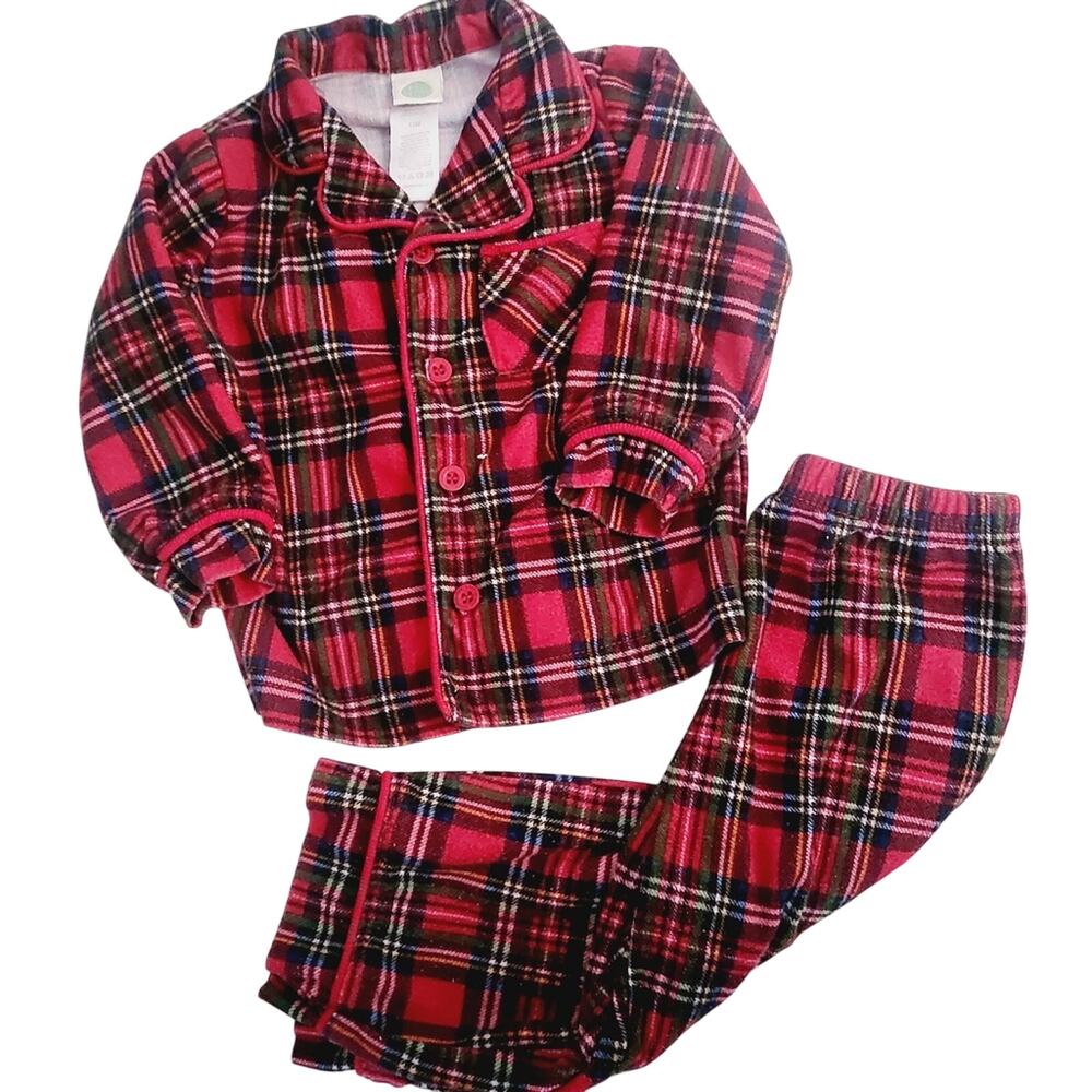 12M Little Me plaid pajama set